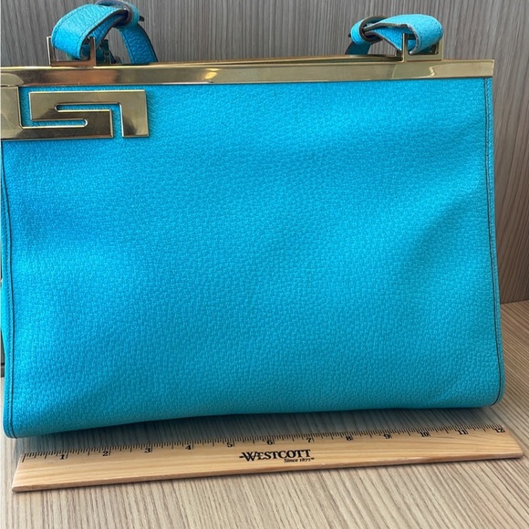 Vintage Teal Versace La Greca Handbag - Picture 12 of 12
